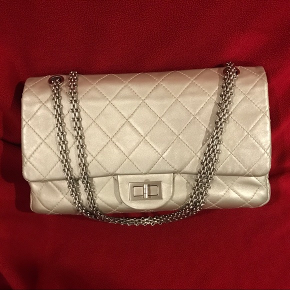 CHANEL Handbags - Chanel Reissue Jumbo Metallic Silver Bag